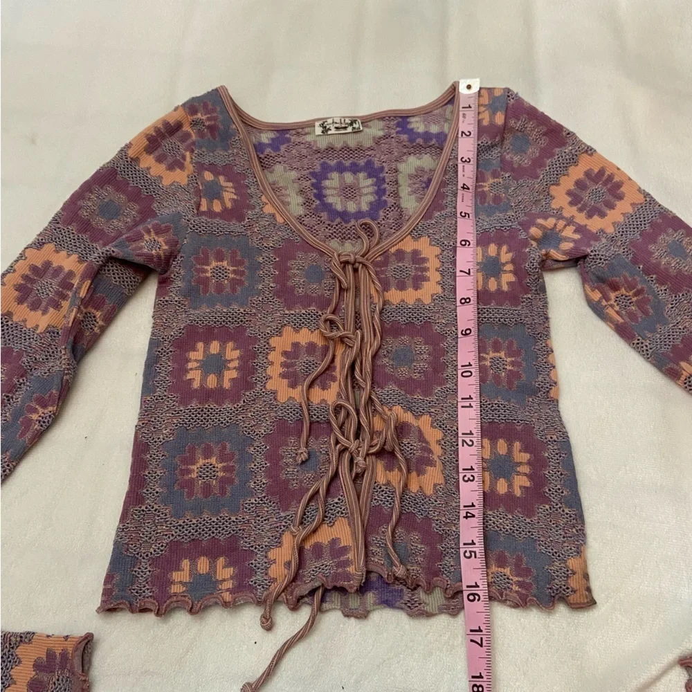 New! Free People Purple Free For All Long Sleeve Cardi Top Size M/L 2458